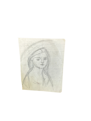 Small Black-And-White Portrait Pencil Sketch of a Young Girl
