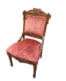 Wooden Mid-Century Modern Chair With Red Covered Cushions