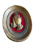 Small Gold and Red Praying Hands Decorative Wall Hanging