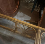 Bamboo Boho Glass Top Coffee Table