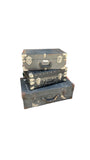 Vintage Black and Silver Stackable Suitcases