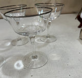 1970s Collection of Silver Rimmed Champagne Glasses- Set of 5