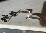 Two Pairs of Sterling Silver Earrings- Bow and Feather