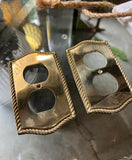 Pair of Shiny Brass Rope Details Outlet Covers