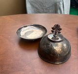 Silver Serving Tray and Decorative Dome With Floral Details
