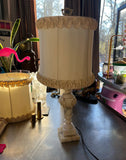 Vintage Detailed White Marble Table Lamp With Lampshade