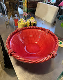 Tomato Red Articulated Rope Edge Decorative Bowl Made in Italy