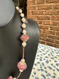 African Paper Beaded Pink Necklace