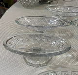 Collection of Glass Greek Key Pedestal Bowls- Set of 6