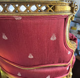 (Rentable Only) Red Bee Fabric Cushioned Chair With Gold Accents