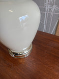 Vintage White Ceramic Table Lamp with Silver Base