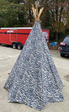 Large Zebra Print Children's Lace Field Atlanta Fabric Wooden Tent