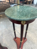 Pair of Green Marble Top Side Table With Wooden Base