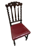 Barley Twist Wooden Chair With Red Leather Cushion