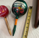 Pair of Hand Painted Wooden Maracas