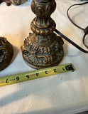 Pair of Brass and Glass Detailed Lamps
