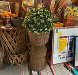 Boho Wicker Stand With Faux Greenery and Flowers