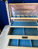 Vintage Jewelry Box With Blue Interior