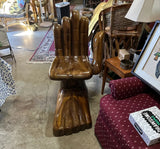 1970s Pedro Friedeburg Hand Foot Chair Heavy Solid Wood
