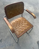 Collection of Cantilever Marcel Breuer Leather Woven and Chrome Chairs- Set of 4