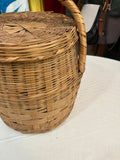 Handmade Vintage Large Wicker Basket With Matching Lid