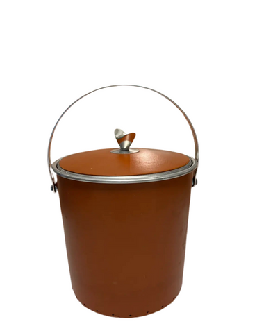 Burnt Orange Colored Ice Bucket With Silver Accents