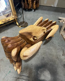 1970s Rare Wooden Hand Carved Crab Coffee Table