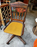 Antique Bankers Chair With Nail Head Trim and Wheels