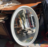 White Wooden Oval Round Mirror