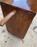 1970s Thomasville Campaign Style Walnut Bar Cart With Cabinet and Extendable Flip Top
