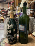 Pair of Green Glass Oversized Champagne Bottles