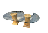 Ficks Reed Dining Table With Double Pedestal Base and Glass