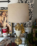 Large Gold and White Contemporary Style Lamp