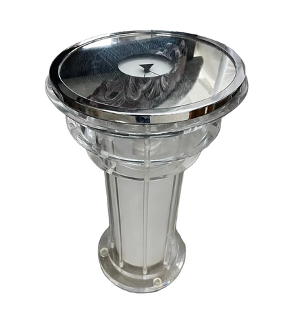 Lucite Light Up Side Table With Signed Clock Table Top