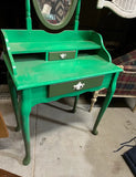 Kelly Green Wooden Vanity With Flipping Mirror