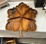 Wooden Hand Carved Leaf Large Tray