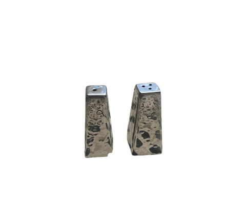 Pair of Silver Geometric Salt and Pepper Shakers