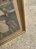 Framed Vintage Drawing of Woman Holding Baby
