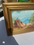 Small Gold Framed Tree Stump Painting on Canvas, Signed by the Artist