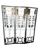 Large Metal Folding Screen in the Style of Frank Lloyd Wright