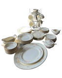 Gorgeous Collection of Ceramic Eggshell Nautilus Plates and Serving Pieces- Set of 77