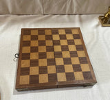 Foldable Wooden Chess Set With Marble Pieces *2 Chess Pieces Missing*