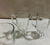 1970s Collection of "G" Monogrammed Glasses With Handles- Set of 4