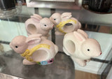 Collection of Ceramic Bunny Easter Style Napkin Rings- Set of 4
