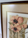 Antique Framed Signed Print of Pink Flower