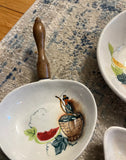 Porcelain Skillet, Dipping Dish, Vintage Appetizer Set With Wooden Handles- Set of 6