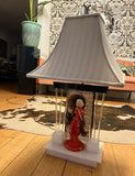 Chinoiserie Lucite Ceramic Red Lady Lamp