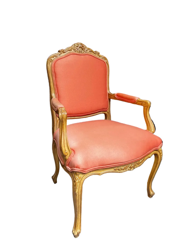 Coral Vintage Wooden Accent Chair