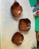Trio of Wooden Offering Hands Bowls