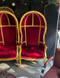 Pair of Gold Trim Red Baroque Porters Chairs